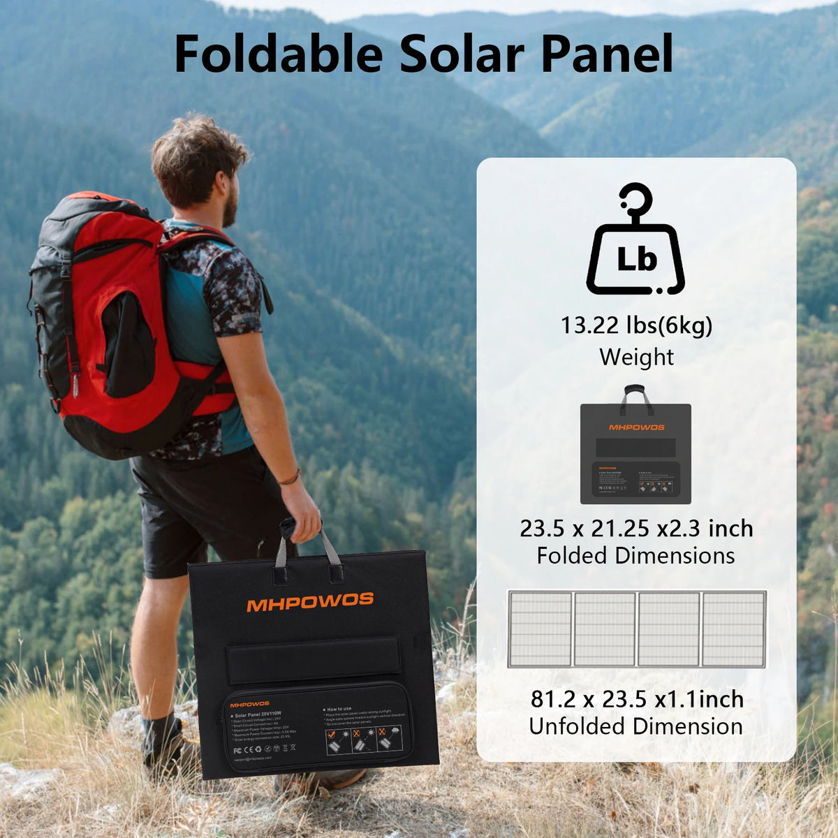 MHPOWOS Portable Solar Charger 40V 220W Foldable Solar Panel Kit for Jackery Bluetti Ecoflow
