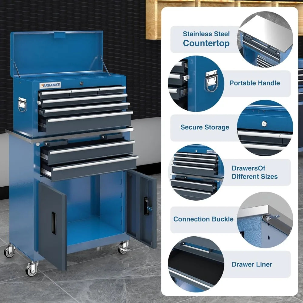 5 Drawer/7 Drawer/8 Drawer Rolling Tool Box (with Connecting Buckle), Combination Cabinet