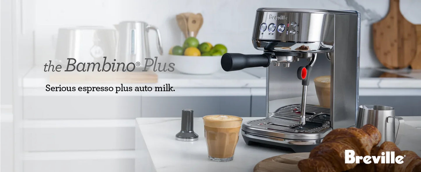 Breville Bambino Plus Espresso Machine,64 Fluid Ounces, Brushed Stainless Steel, BES500BSS