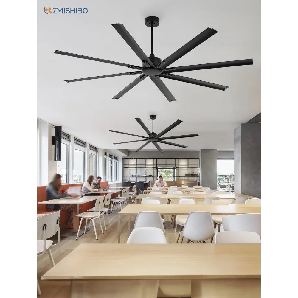 84 inch industrial DC motor ceiling fan, large ceiling fan with 8 reversible blades,6-speed remote