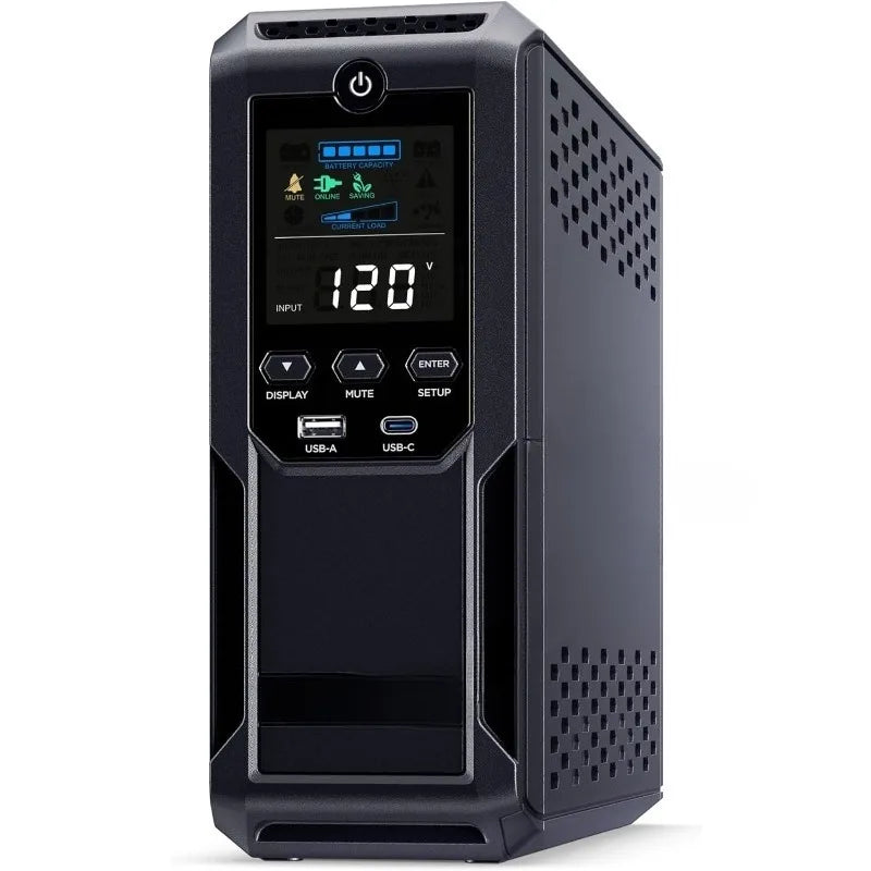CP1500AVRLCD3 Intelligent LCD UPS System, 1500VA/900W, 12 Outlets, 2 USB Ports, AVR, Mini Tower