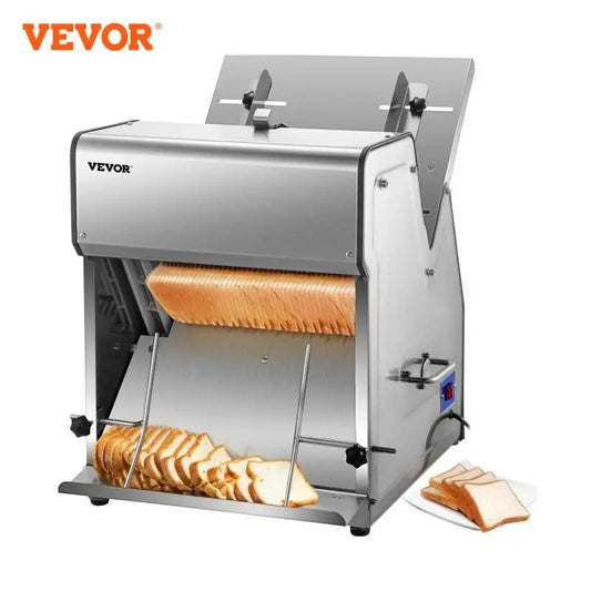 VEVOR Commercial Bread Slicer 370W Stainless Steel 12mm Blades Electric Bread Cutting Machine