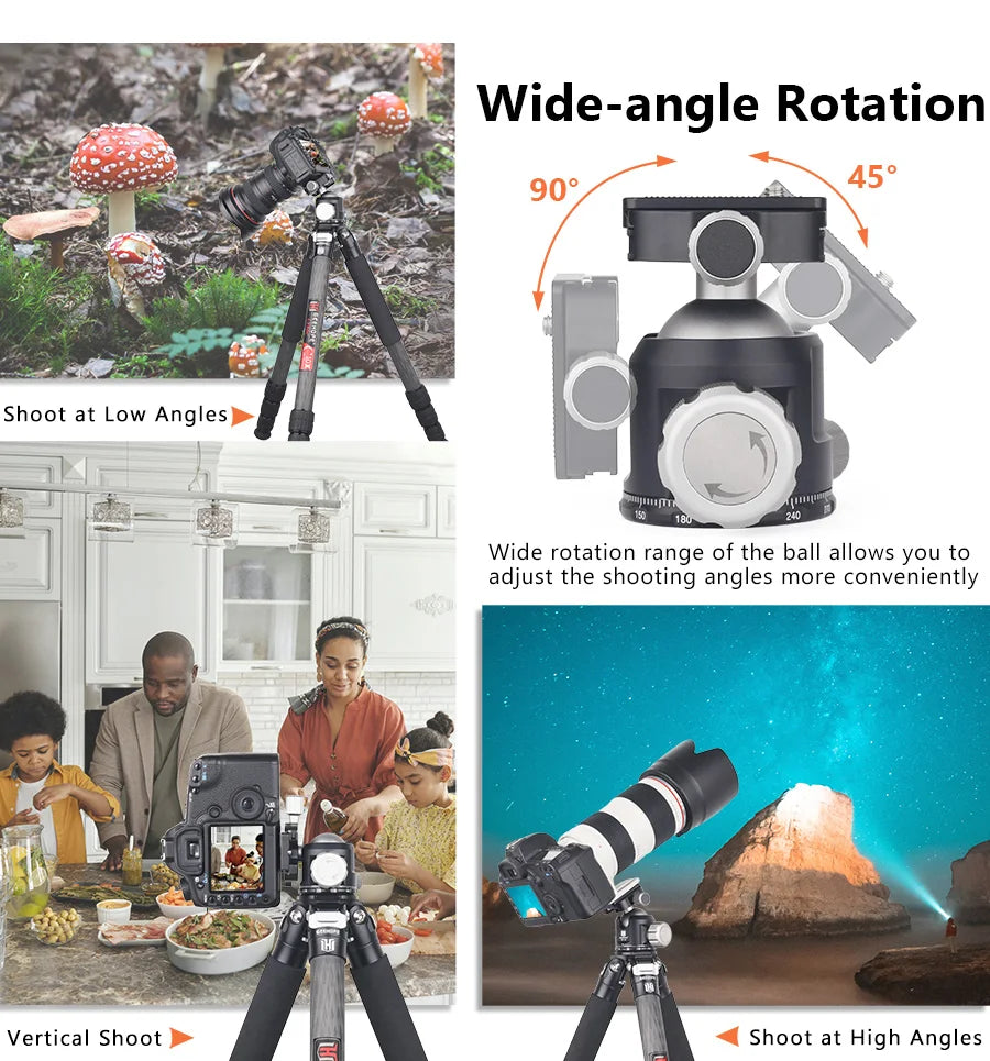 Geehope DP-40 40mm CNC 360° Panoramic Ballhead Low Gravity Center Tripod Head DSLR Camera Camcorder