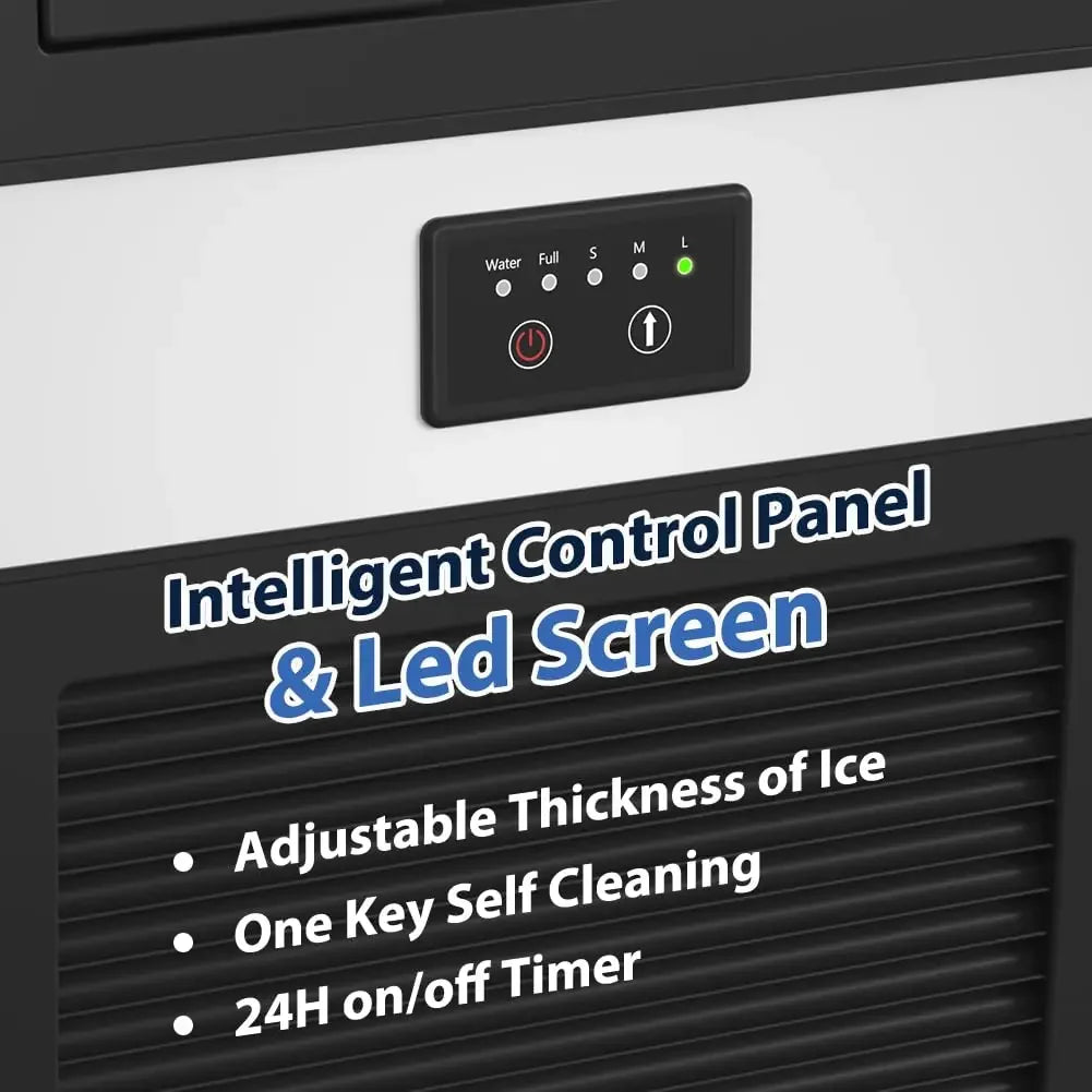 Ice Maker Machine, 70 LBS/24H Under Counter Large Ice Machine w/10 LBS Ice Storage Bin 2 Water Inlet