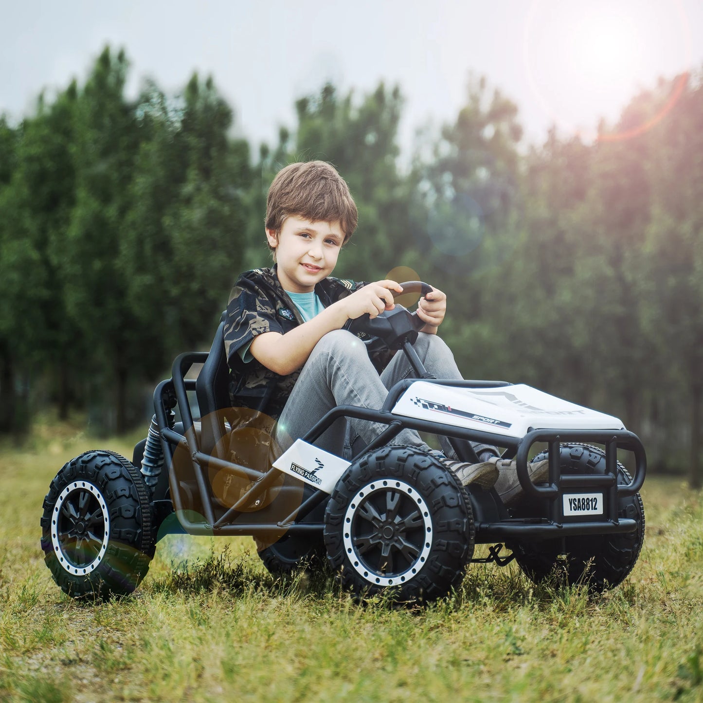 24V Ultimate Go-Kart, Ride-On/Big Kids/Ages 6+/2x200W Powerful Motor/6 MPH/Dirt Road Electric Car