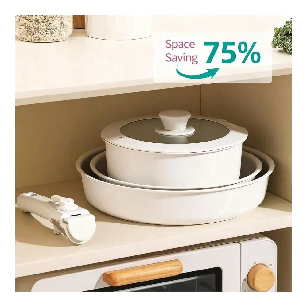 And Pans Sets Non Stick 6PCS Ceramic Cookware Sets Nonstick Detachable Handle Induction