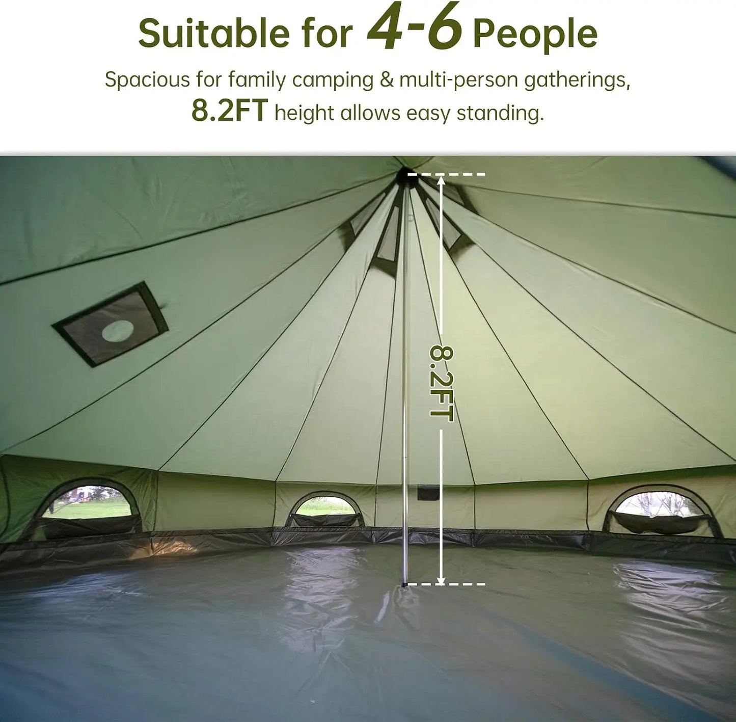 Spacious Yurt with Stove Jack, Large Glamping Tents for Four to Eight People, Four Season Shelter
