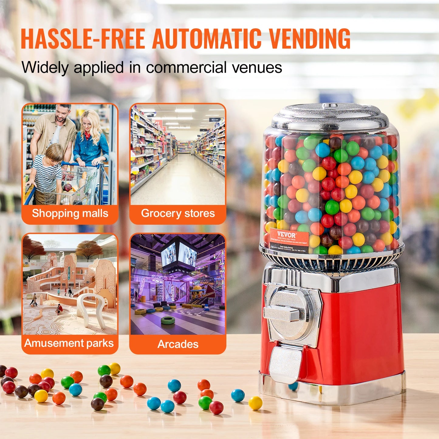 VEVOR Gumball Machine for Kids Candy Vending Machine Bubble Gum Machine Coin Operated Gumball Bank