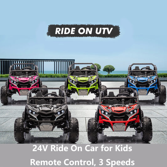 24V Ride On Car For Kids, 4WD Electric Vehicle With Remote Control, 2 Seater, LED Lights, 3 Speeds