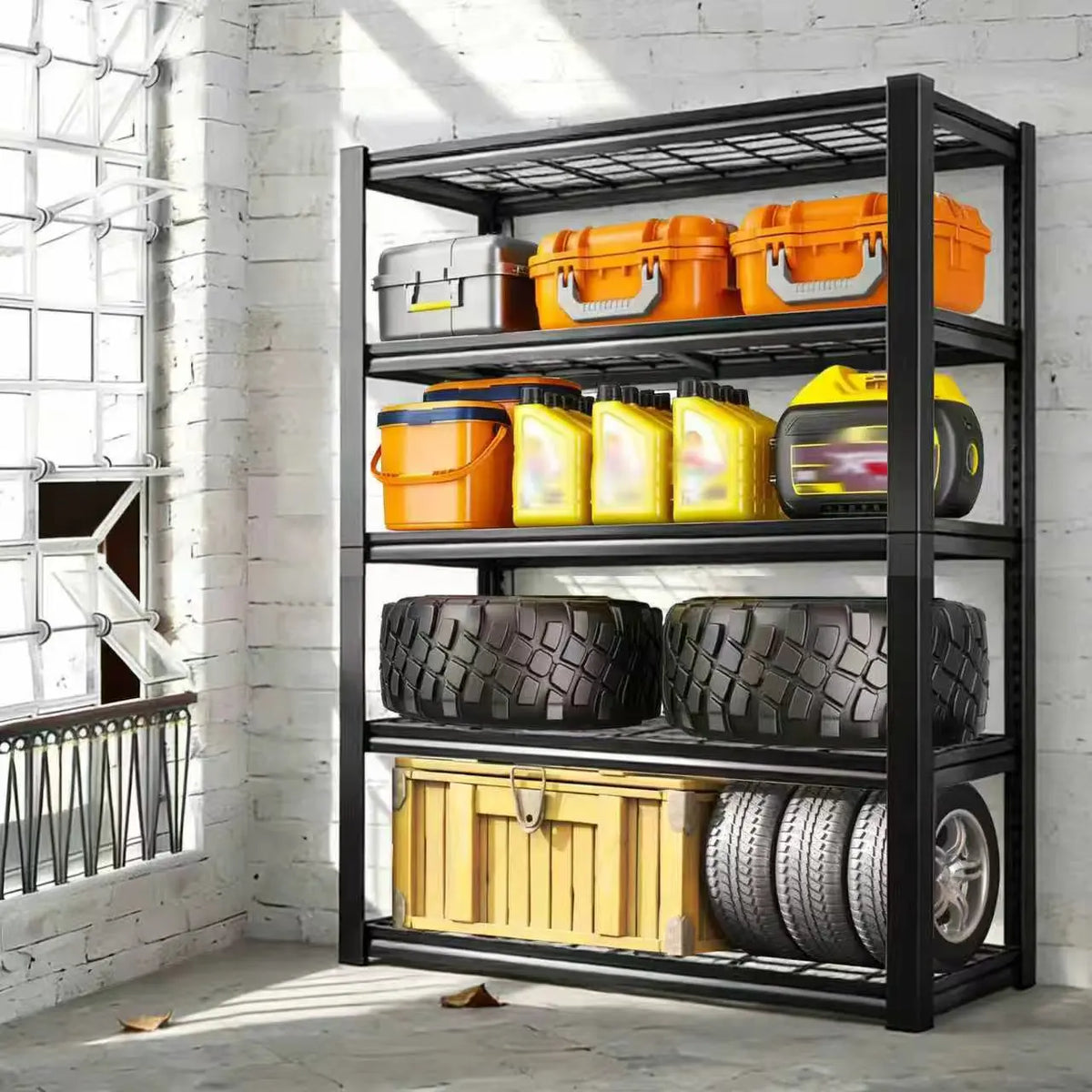 Nnovaroom  72" Adjustable Metal Double Layer Column Shelving, Commercial Grade Utility Rack