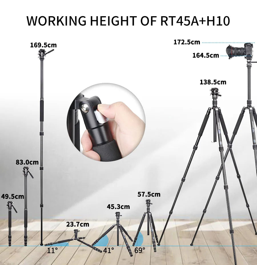 INNOREL RT45A Tripod Aluminum Alloy Travel Portable Photographic Monopod/DSLR Camcorder Stand