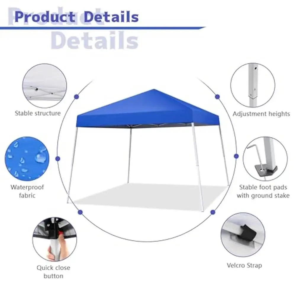 10X10 FT Pop Up Canopy Outdoor Instant Tent Slant Legs UV Protected Portable Gazebo Shelter