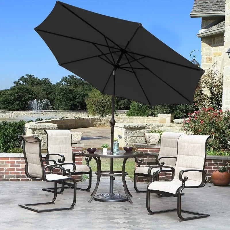 LISM 9FT Patio Umbrella Outdoor Market Table Umbrella w/Push Button Tilt, Crank & 8 Sturdy Ribs