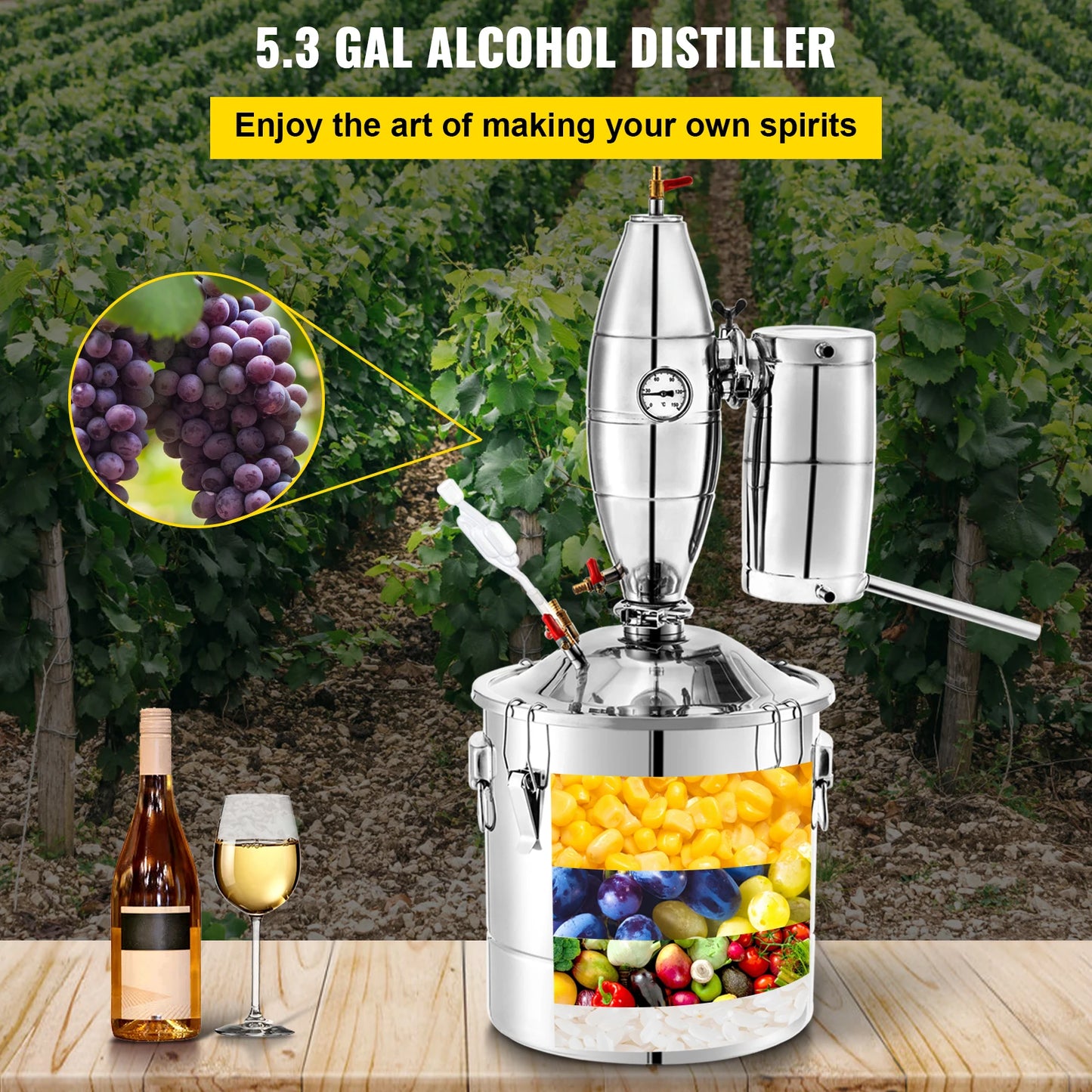 VEVOR 20L 30L 50L 70L Alcohol Distiller Machine Beer Brewing Equipment DIY Wine Moonshine Dispenser