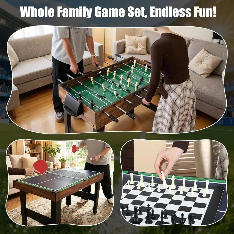 Multi Game Table 10 in 1 Combo Game Table with Foosball Hockey Pool Ping Pong Shuffleboard Bowling