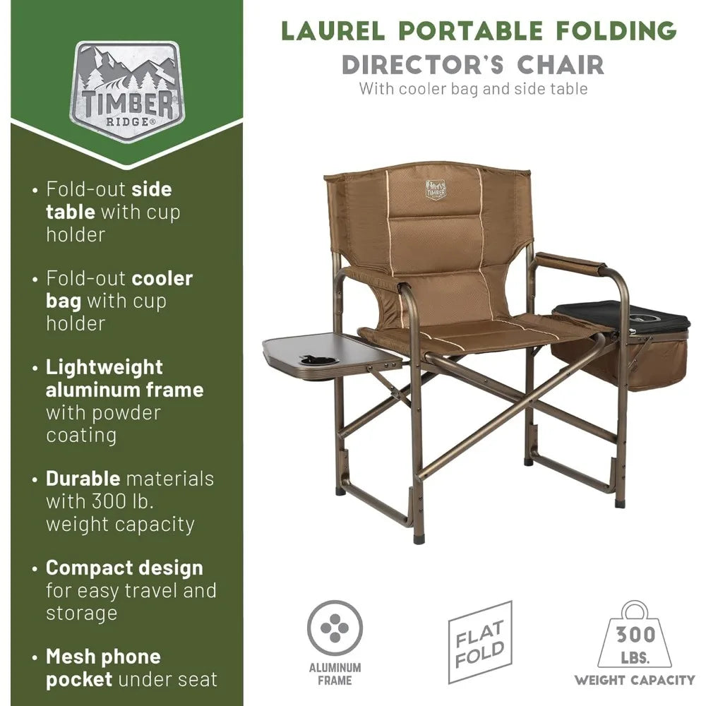 TIMBER RIDGE  Folding Camp Chair w/ Side Table , Heavy Duty Supports 300lbs,