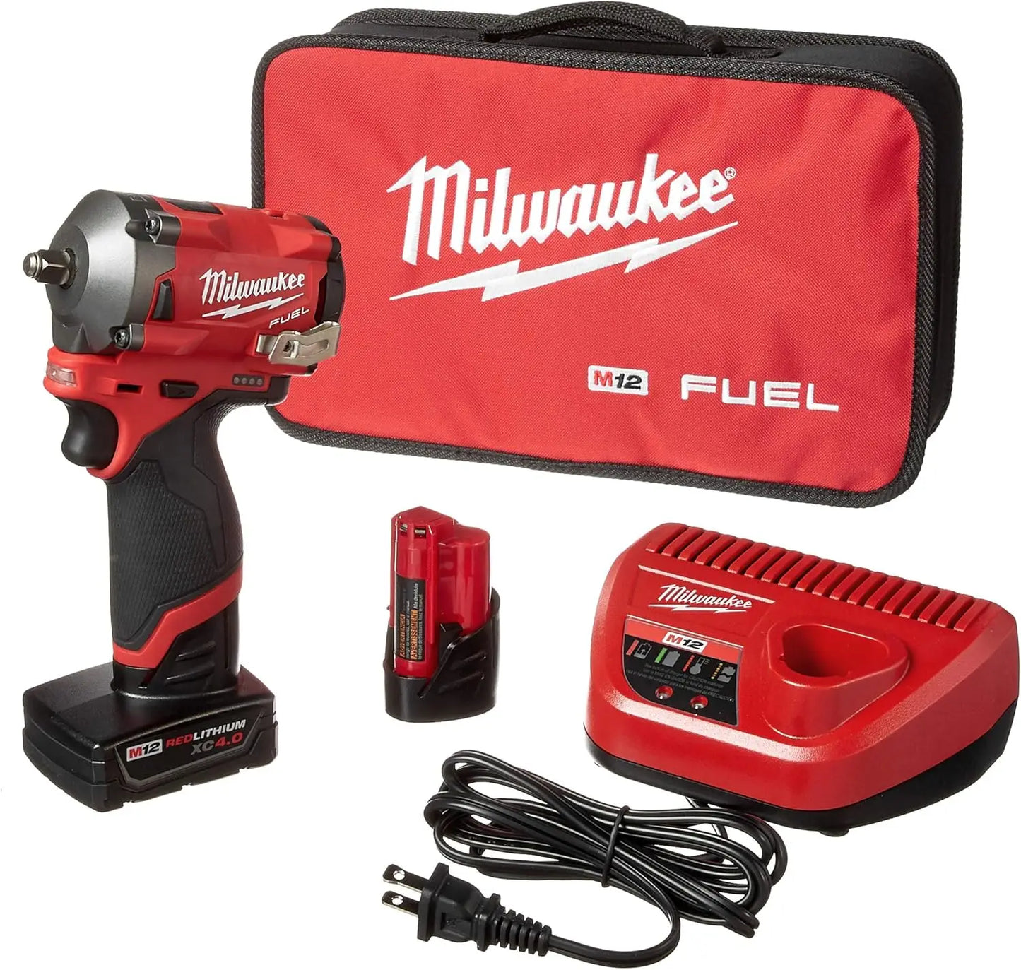 Milwaukee 2554-22 M12 FUEL Stubby 3/8 in. Impact Wrench Kit (2 Ah/4 Ah)