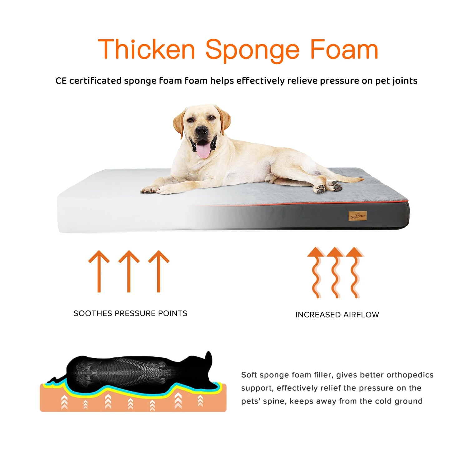 Large Orthopedic Dog Bed Kennel Memory Foam Waterproof Pet Bed w/Removable Washable Cover Non-skid