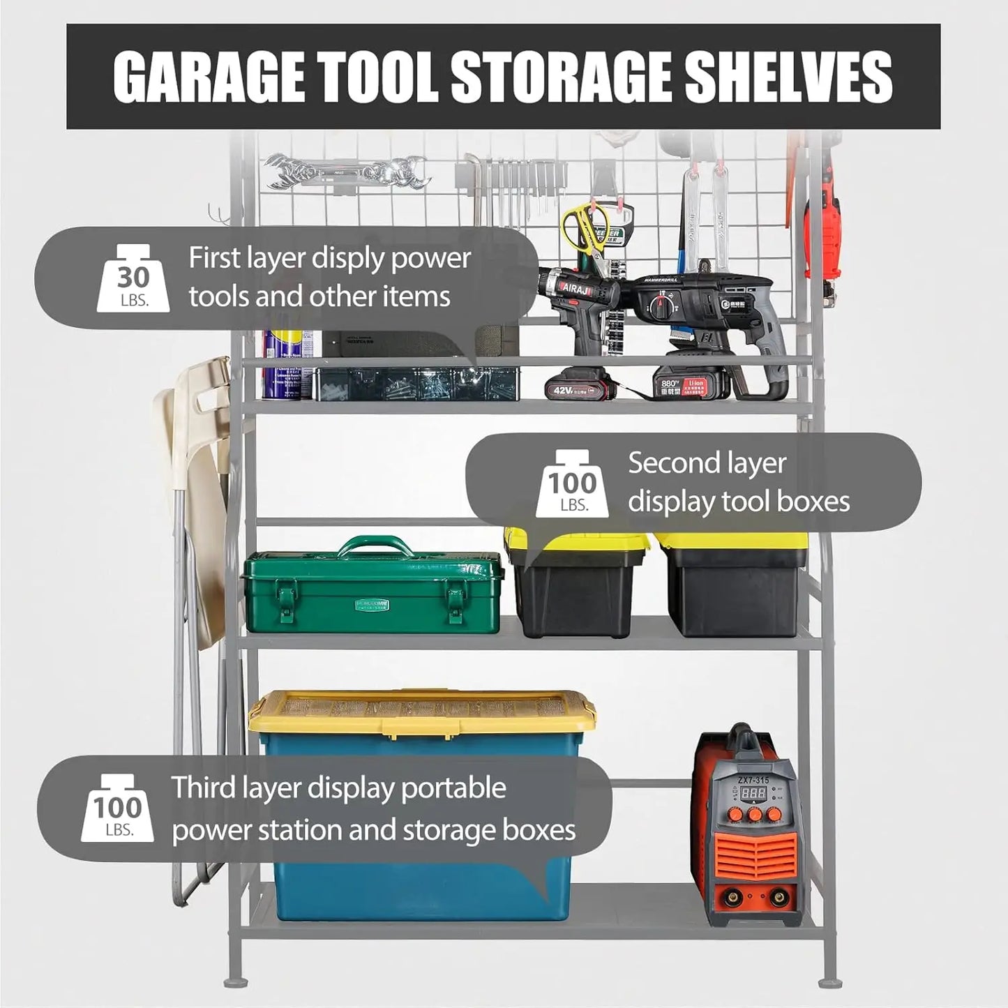 Alloy Steel Tool Storage Organizer,Heavy Duty Tool Holder for Power Tools