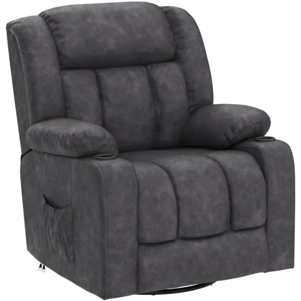 Recliner Chair Massage Rocker w/Heated 360 Degree Swivel Lazy Boy/Single Seat w/Cup Holder