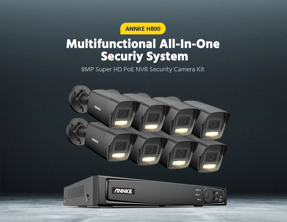 ANNKE 8CH Network POE Video System Home H.265+ Dual Light Night Vision Motion Detection Security