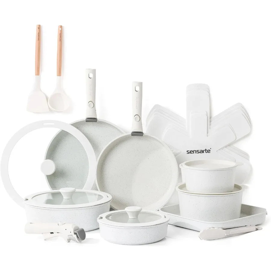24 Piece Pots and Pans Set Nonstick Detachable Handle Cookware Induction Kitchen Cookware