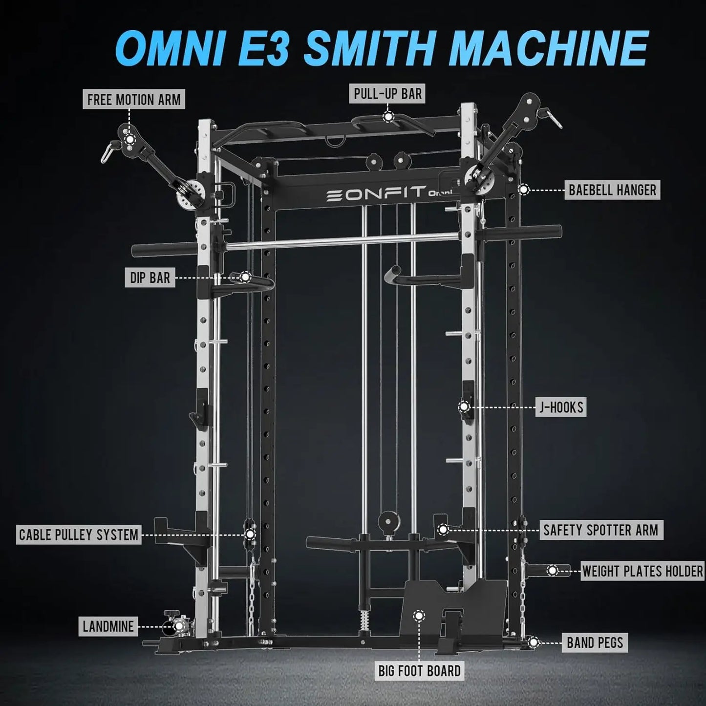 Rack 1200 LBS Power Cage Squat Rack with Bar and Adjustable Cable Crossover System Multi-Function