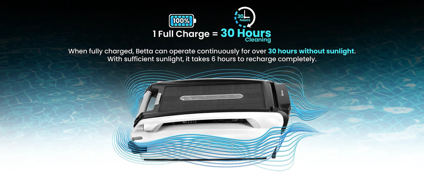 Solar Powered Automatic Robotic Pool Surface Skimmer Cleaner with 30-Hour Continuous Battery Power