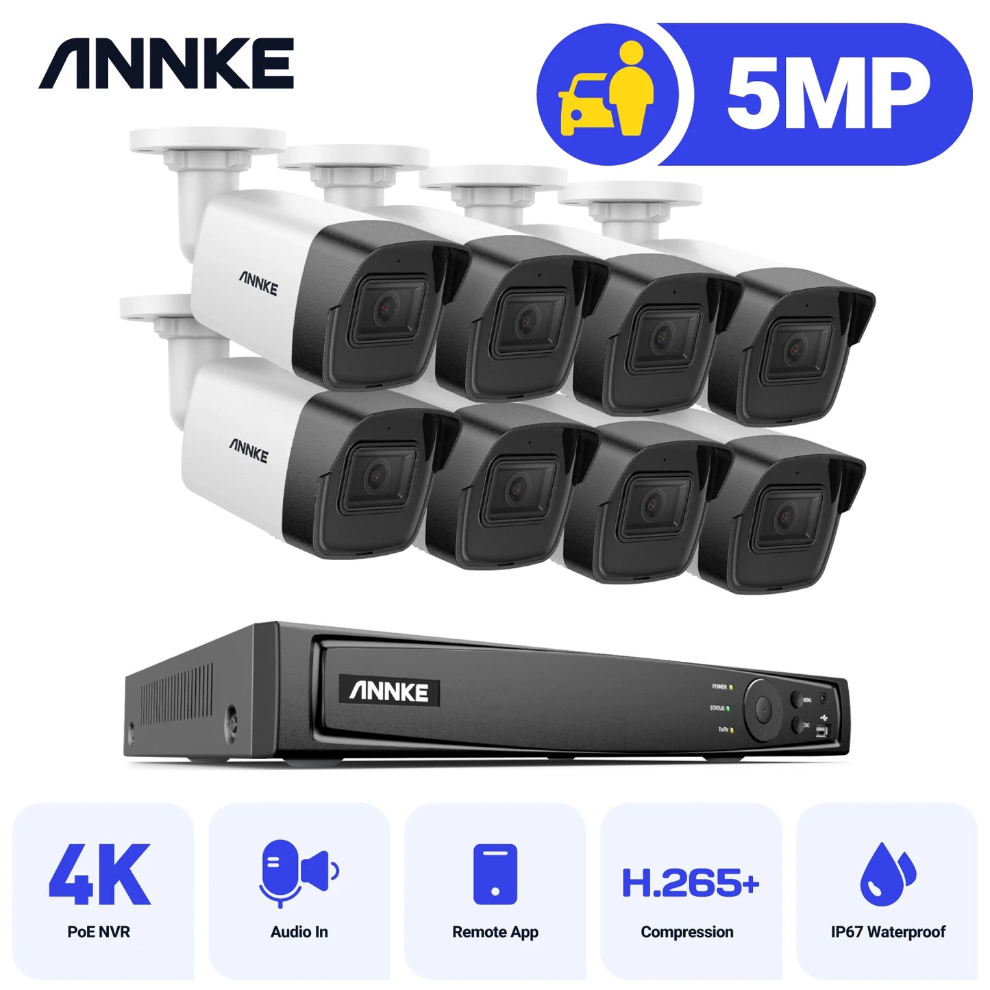 ANNKE 4K Ultra HD POE Video CCTV System Night Vision Audio Record Motion Detection