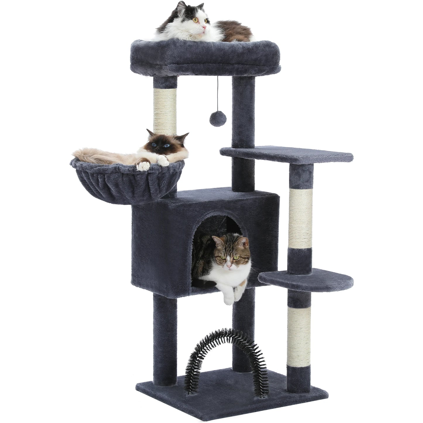 Cat Tower condo for Indoor Cats with Padded Plush Perch Cozy Hammock and Sisal Scratching Posts