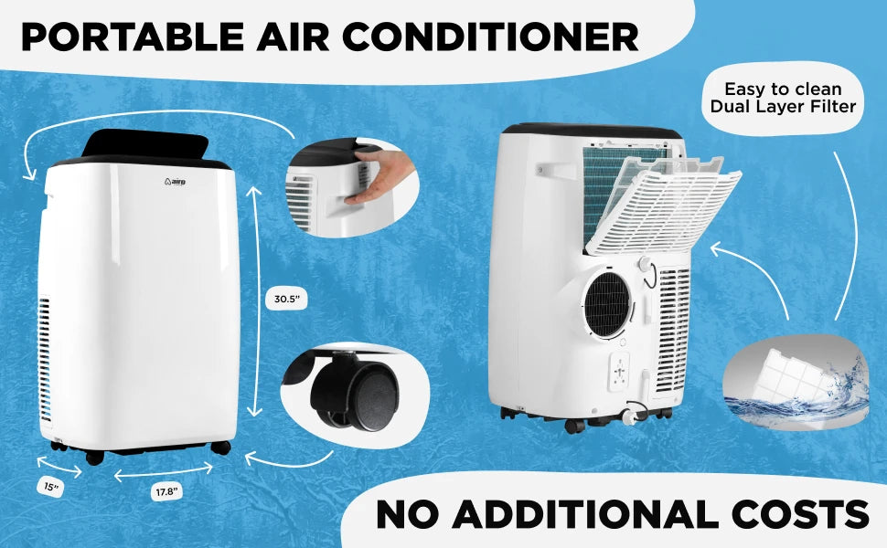 Portable Air Conditioner 14000 BTU for Room 700 sq. ft, Floor Standing AC Unit with Remote Control