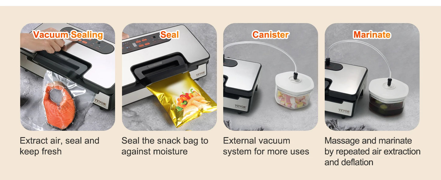 Food Vacuum Sealer 95Kpa 350W Powerful Dual Pump/Dual Sealing, Dry and Moist Food Sealing Machine