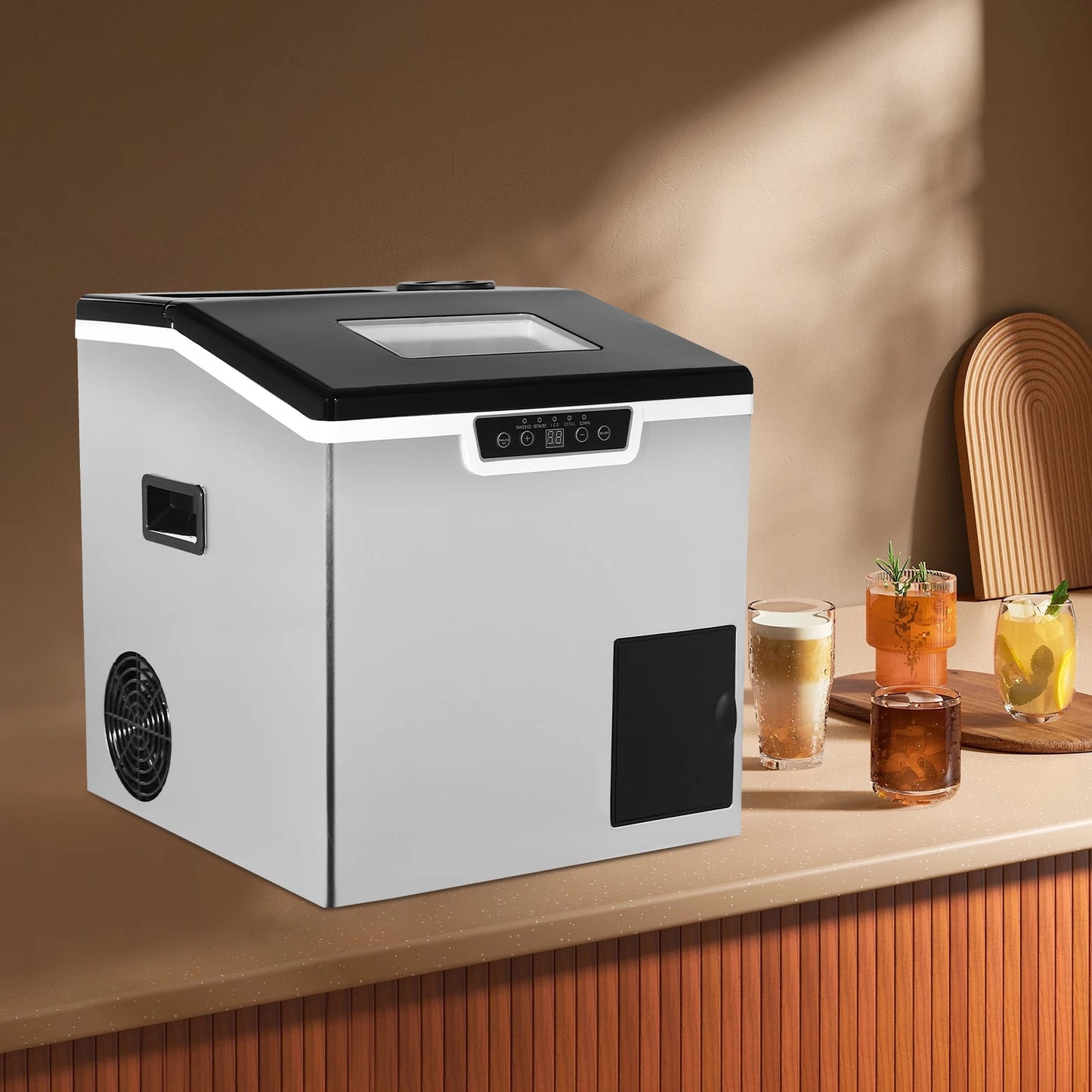 2-in-1 Ice Maker Crushed and Cube with Auto-Clean 12-22min 32 Cubes 150-180W Full Alarm LCD