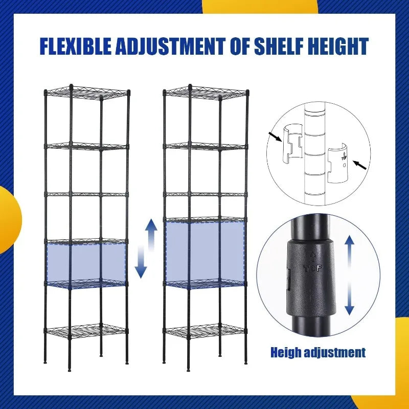 Storage Shelves 2100Lbs Capacity, 6-Shelf on Casters 48" L×18" W×72" H Commercial Wire Shelving Unit