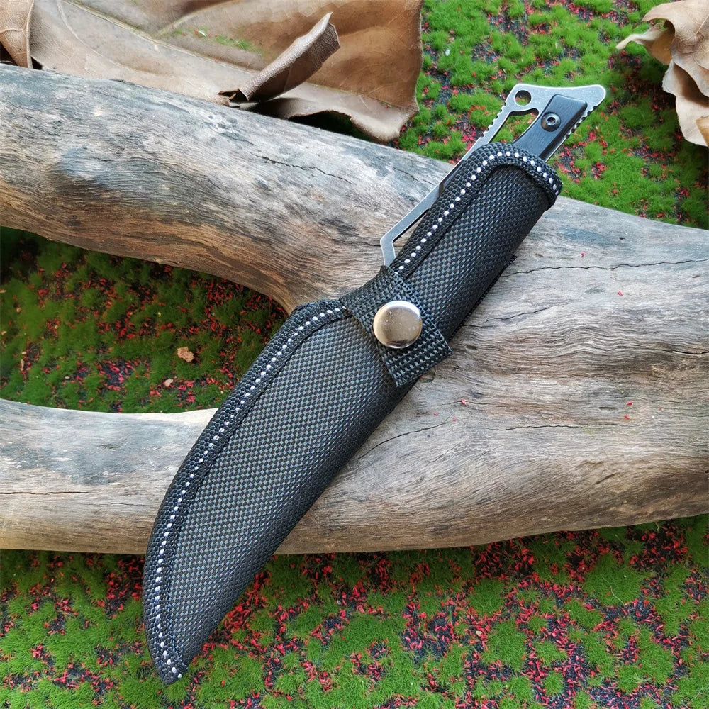 Black Wilderness Survival Knife with Wooden Handle - My Store