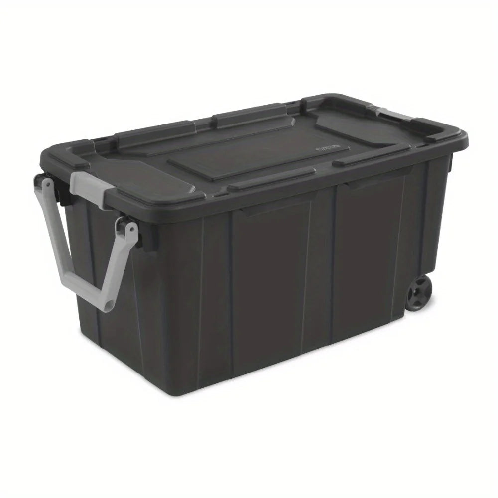 Extra Large Storage Bin, 40 Gallon Wheeled Plastic Storage Container with Handle, Gray