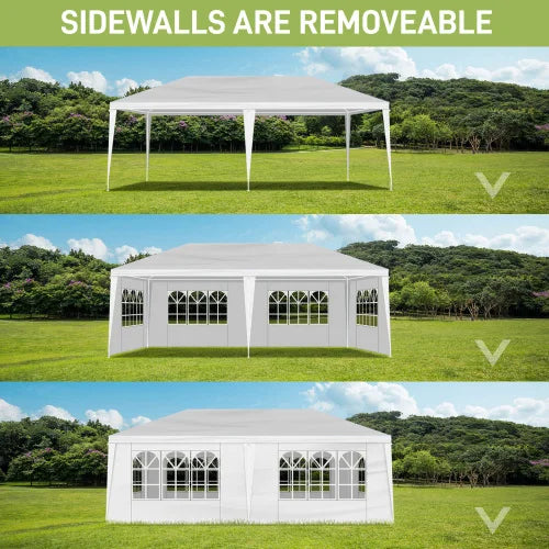 10 x 20 foot oversized activity tent with 6 flexible side panels, suitable for weddings/restaurants