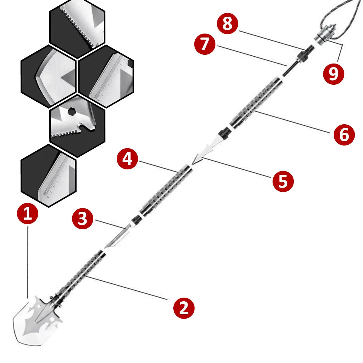 Multi Functional Detachable Foldable Military Electric Shovel/Survival Equipment Self-Defense