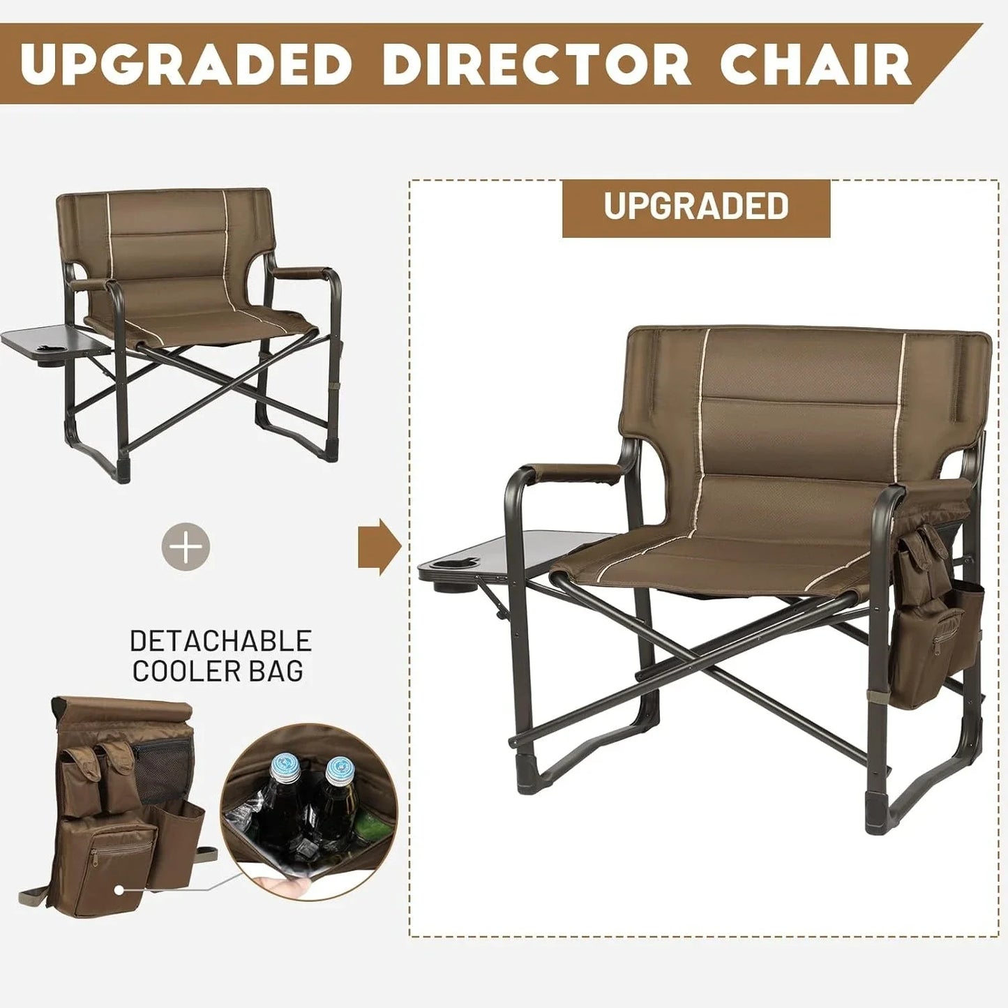 XXL Upgraded Oversized Directors Chairs w/Side Table, Pocket, Heavy