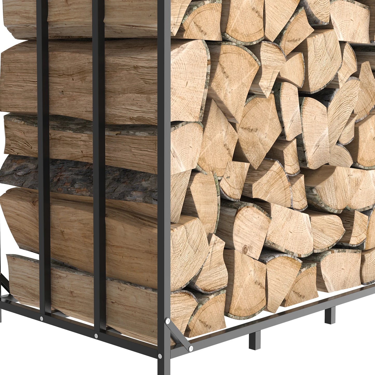 Heavy Duty Tall Metal Firewood Rack Stand with Top Cover Fireplace Wood Storage Stacking Holder