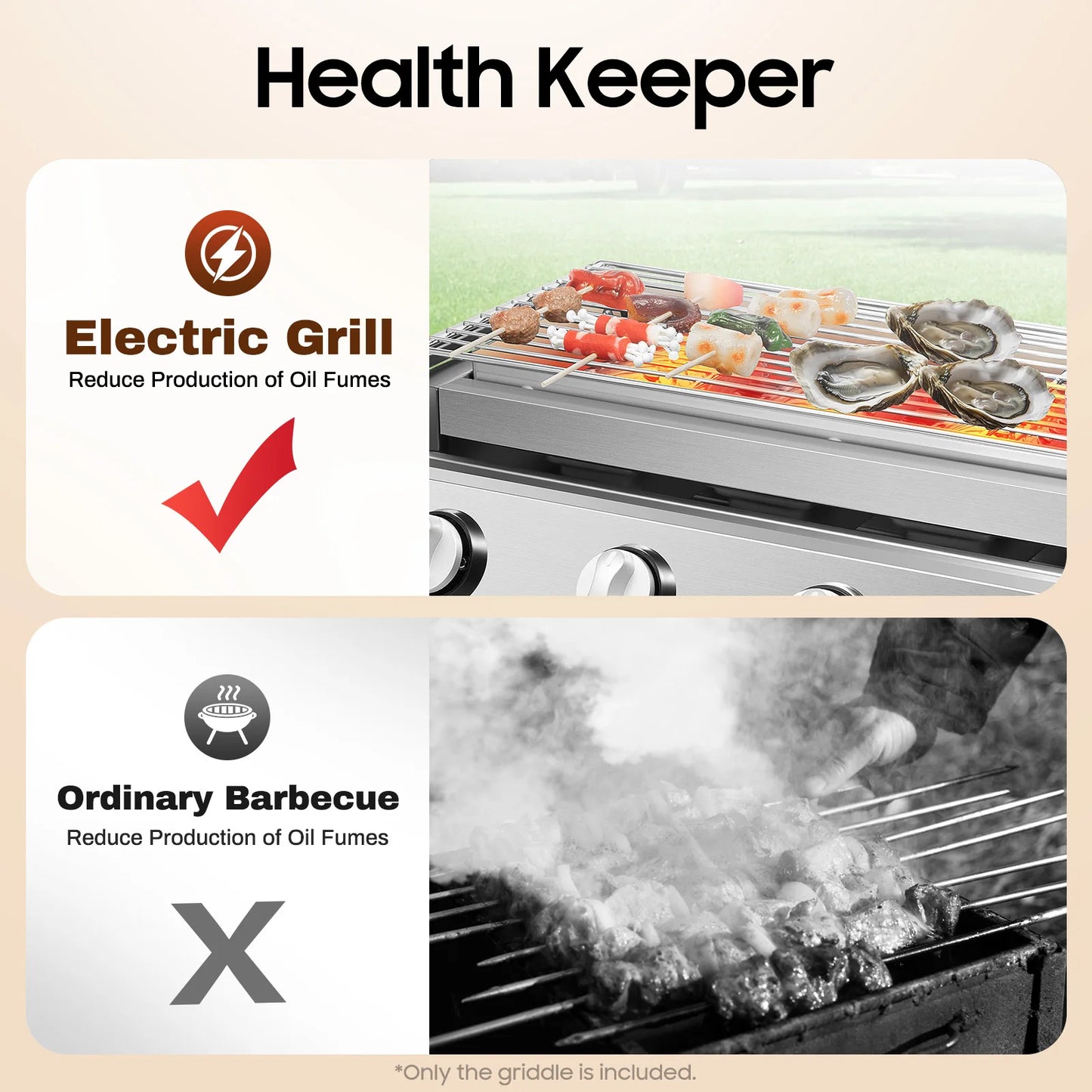 4 Burners BBQ Propane Gas Grill Stainless Steel Smokeless Barbecue Grill Portable BBQ Grill