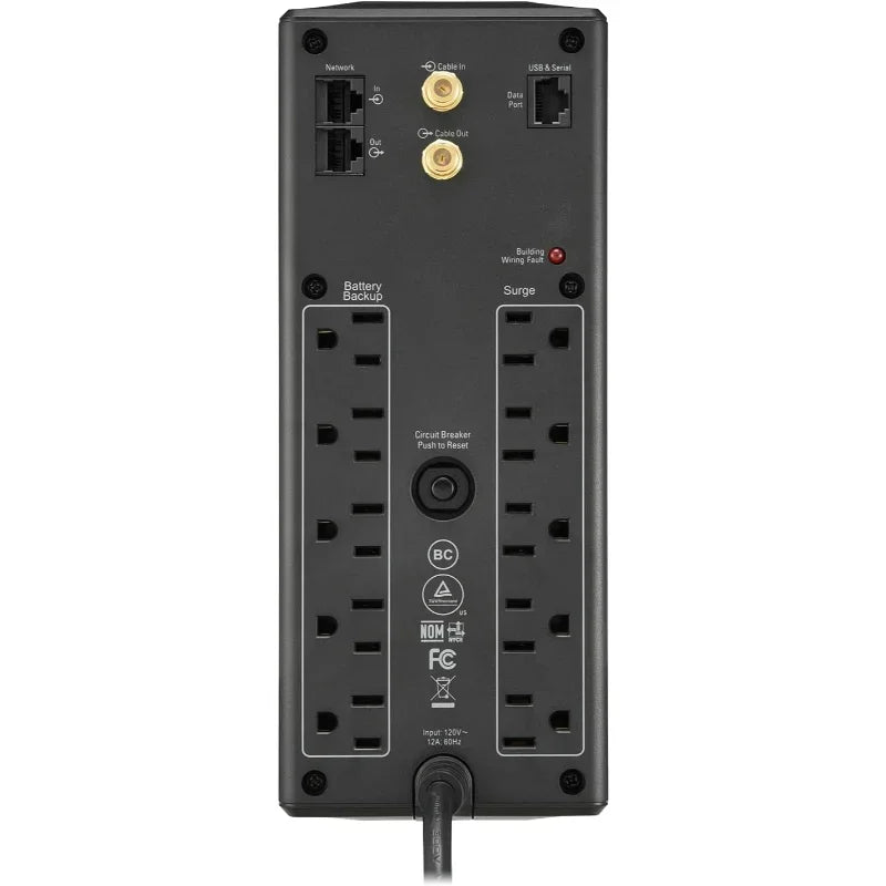 Battery Backup and Surge Protector, BX1500M Backup Battery Power Supply, AVR, Dataline Protection