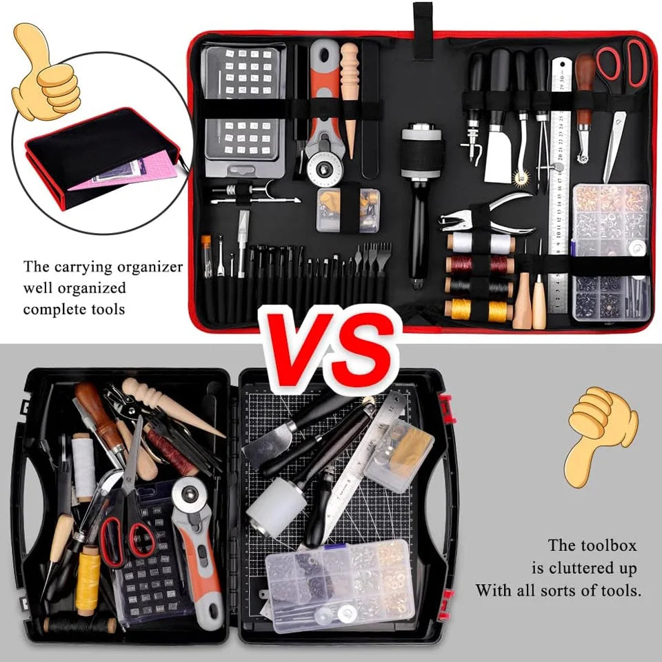 415PCS Leather Working Kit with Leather Working Tools Punching Sewing Stamping Sanding Tools