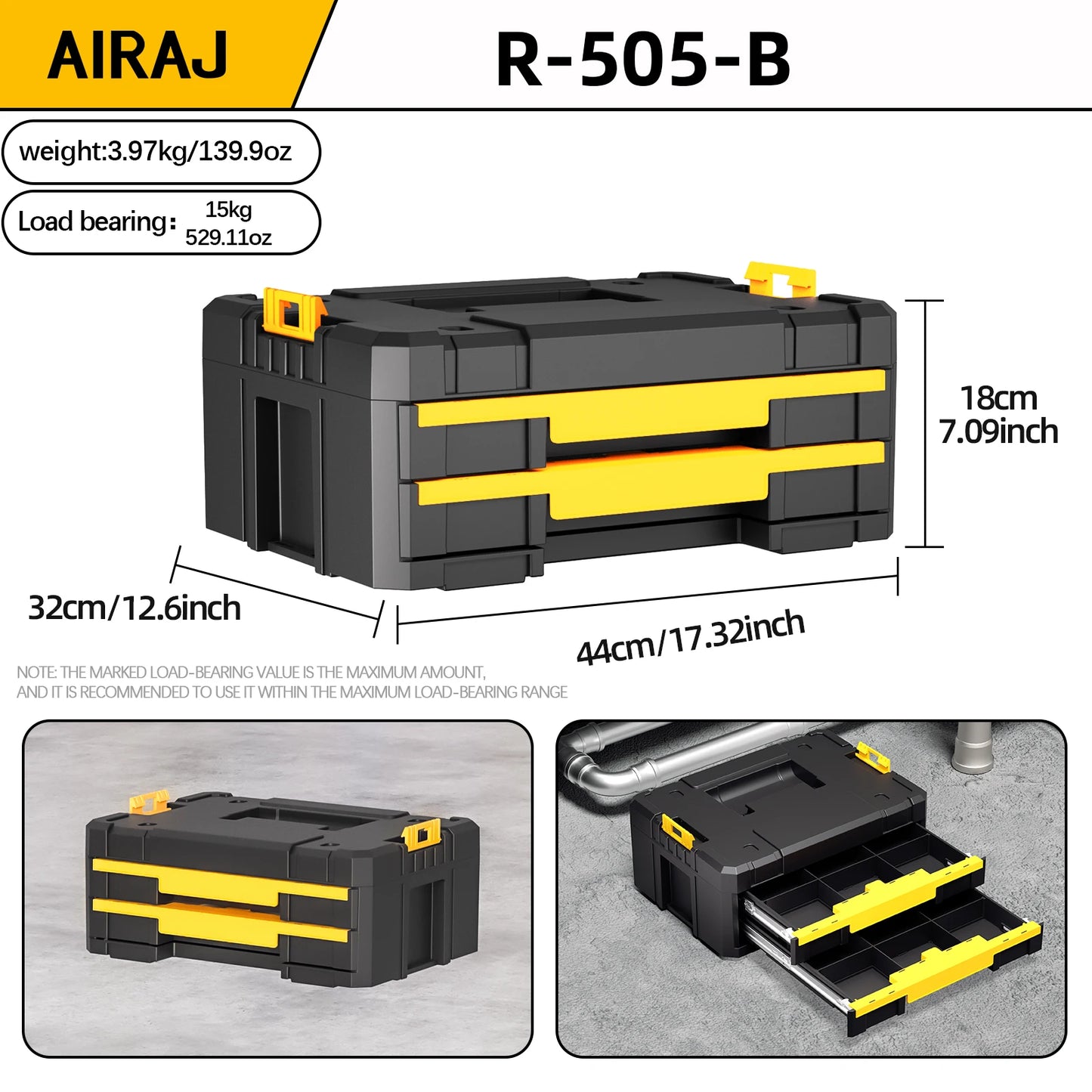 AIRAJ MultiFunctional Tier Stackable Rolling Plastic Portable Folding Tool Storage Box