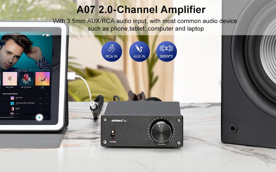 AIYIMA A07 TPA3255 Power Amplifier 300Wx2 Class D Stereo 2.0 Digital Audio Amp HiFi Sound Amplifier