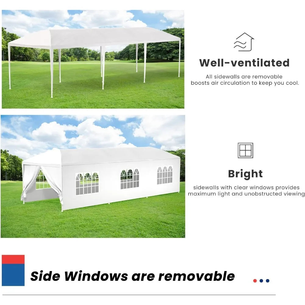 Party Tent Wedding Patio Gazebo 10x30 w/8 Removable Walls Carport Canopy Shade