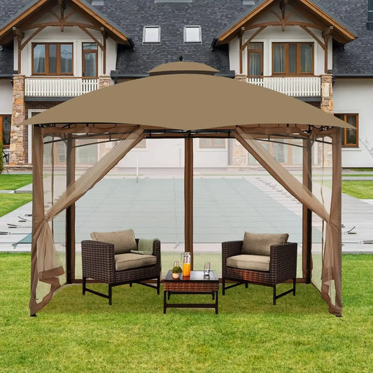 Gazebo Universal Replacement Mosquito Netting 10' x 10' Mesh Netting Screen 4-Panel Curtain NO FRAME