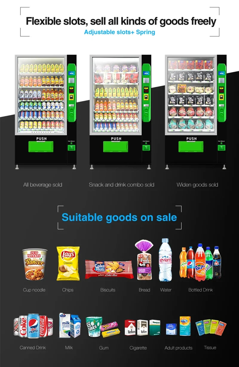 Europe 2024 New Trend Digital Vending Machine for Drinks and Snacks Chips Soda Beer Beverage Vending