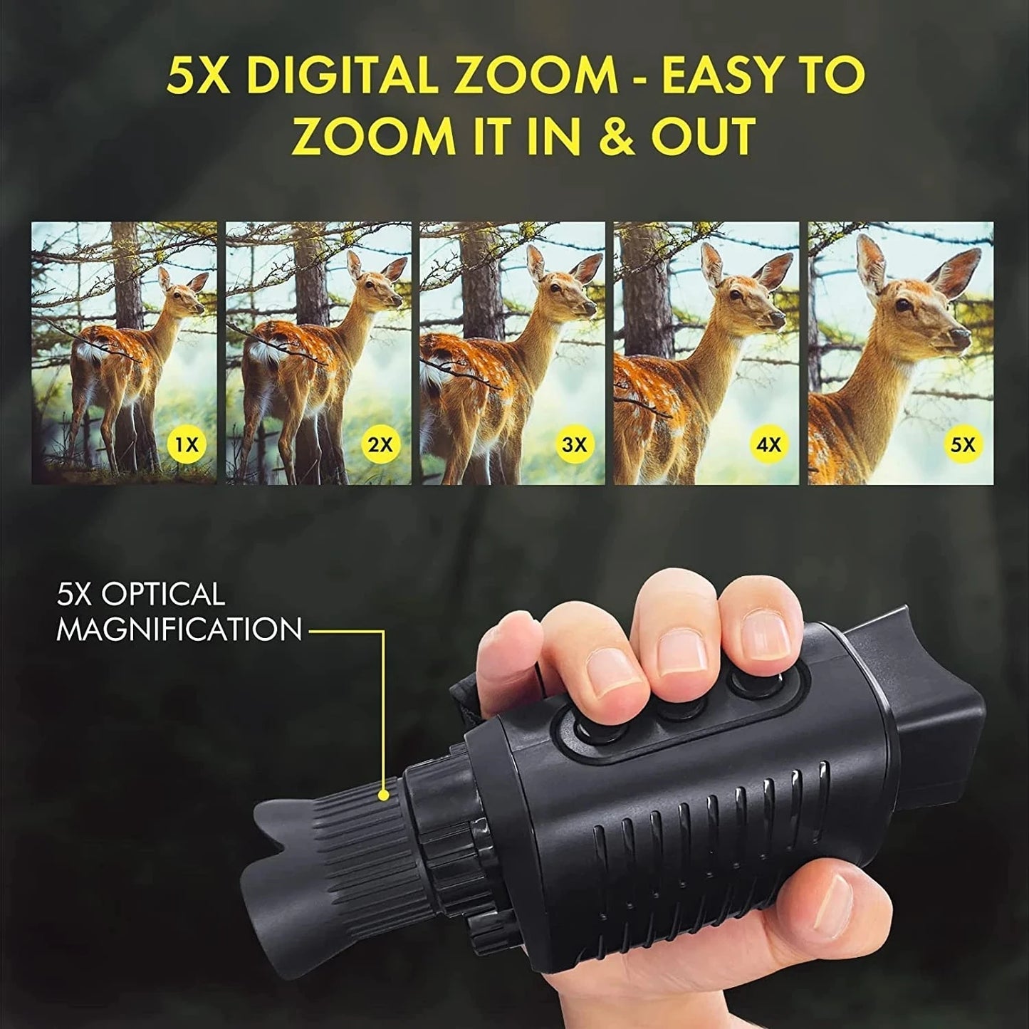 Monocular Night Vision 1080P HD Infrared Camera 5X Digital Zoom Telescope Full Darkness 300m