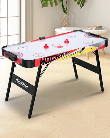 58in Folding Air Hockey Table, LED Hockey Game, Hockey Table Gaming Set w/2 Pucks, 2 Pushers